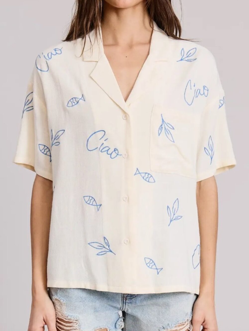Flat White Button down Ciao Shirt